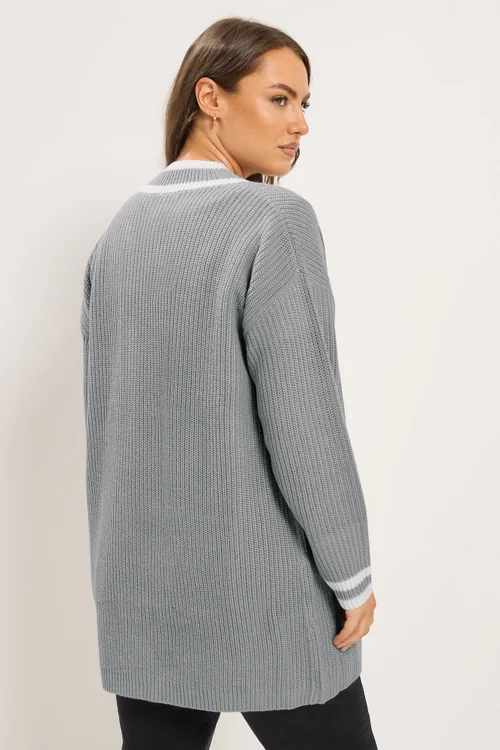 Yours Curve Grey Contrast Edge Cardigan - 14-16 Image 3