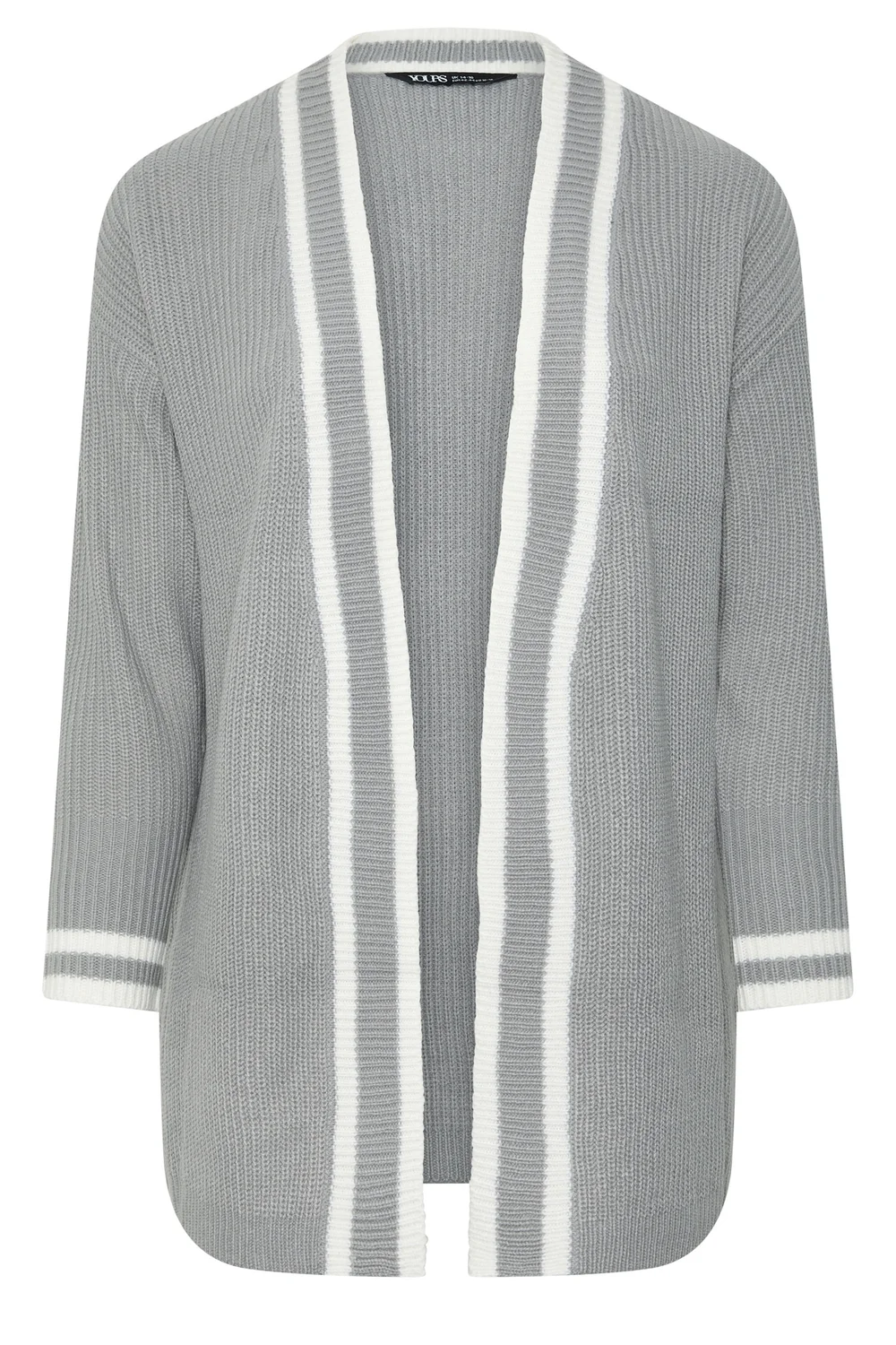 Yours Curve Grey Contrast Edge Cardigan - 14-16 Image 5