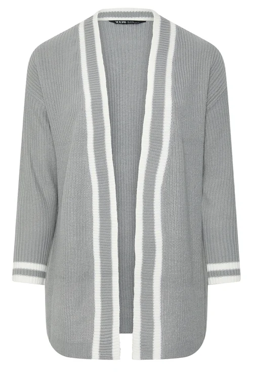 Yours Curve Grey Contrast Edge Cardigan - 14-16 Image 5