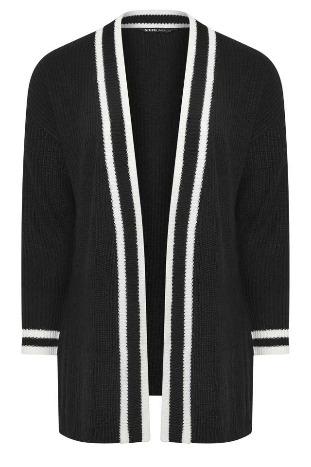 Yours Curve Black Contrast Edge Cardigan