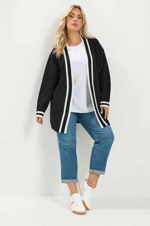Yours Curve Black Contrast Edge Cardigan - 14-16 Image 3