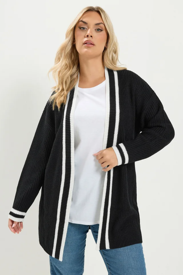 Yours Curve Black Contrast Edge Cardigan
