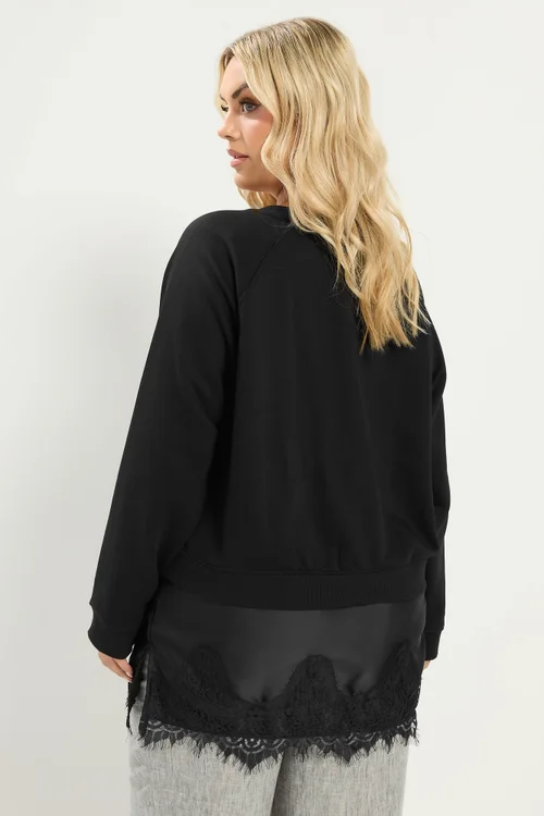 Yours Curve Black Lace 2-In-1 Jumper - 26-28 Image 3