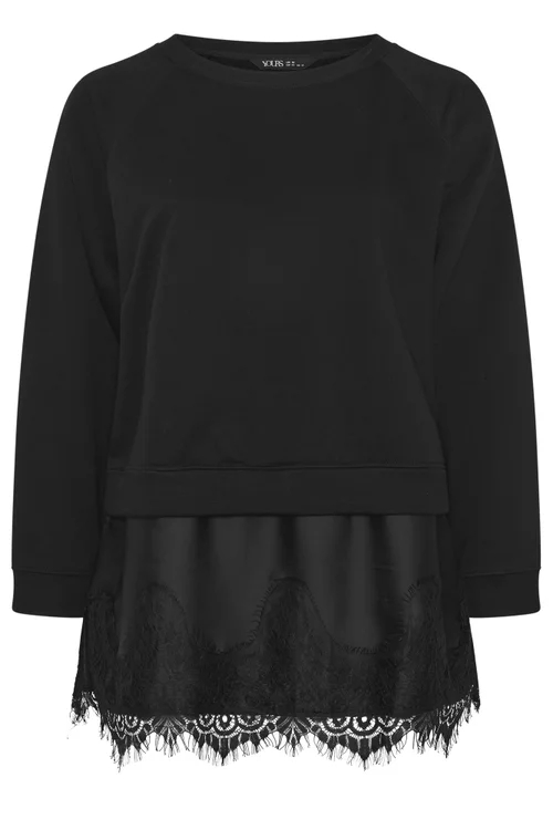 Yours Curve Black Lace 2-In-1 Jumper - 26-28 Image 5