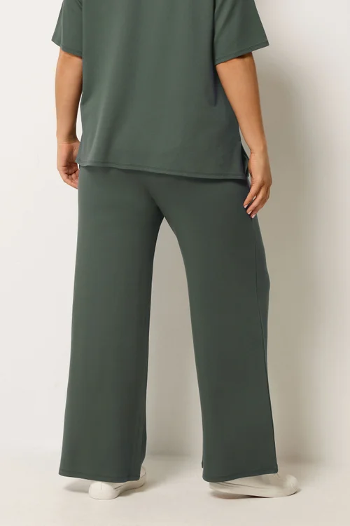 Yours Curve Green Soft Touch Wide Leg Joggers - 22-24/L30 Image 4