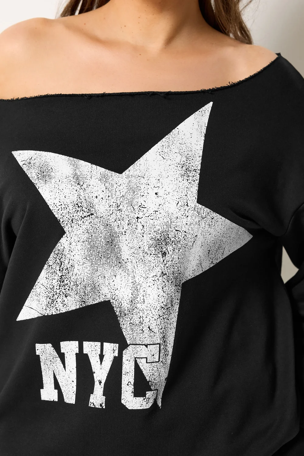 Yours Curve Black 'NYC' Slouch Sweatshirt & Jogger Set - 26-28 Image 4