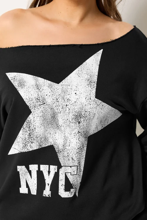 Yours Curve Black 'NYC' Slouch Sweatshirt & Jogger Set - 26-28 Image 4