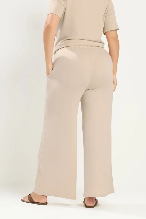 Yours Curve Natural Brown Soft Touch Trousers - 30-32/L30 Image 3