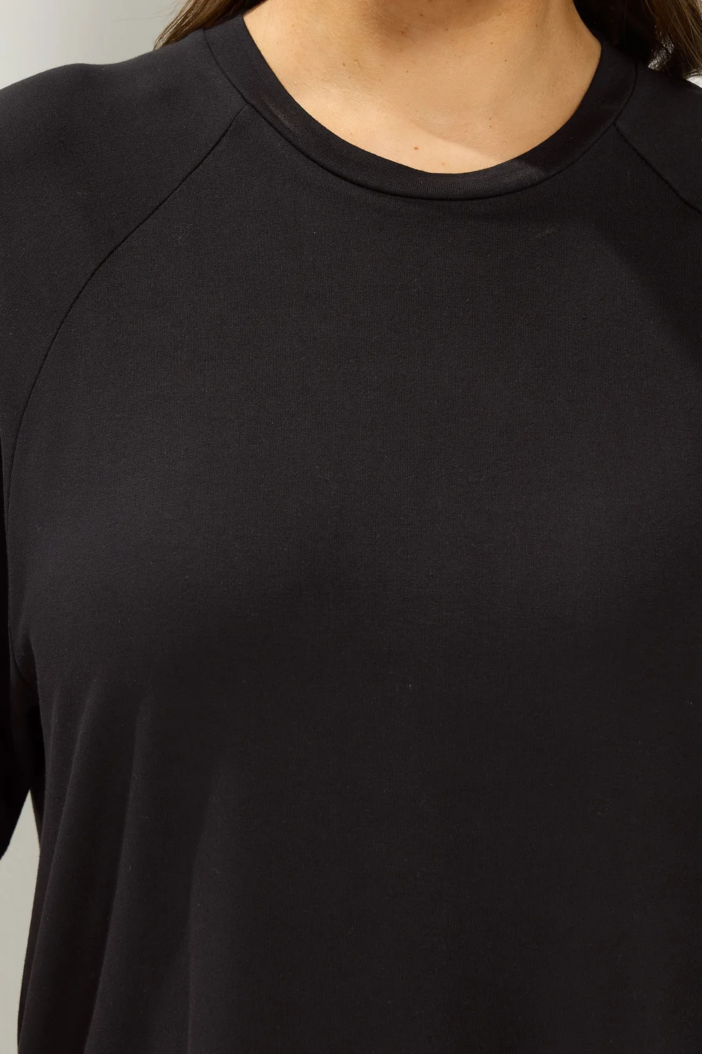 Yours Curve Black Soft Touch Raglan T-Shirt - 30-32 Image 4