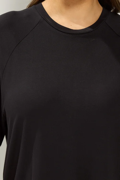 Yours Curve Black Soft Touch Raglan T-Shirt - 30-32 Image 4