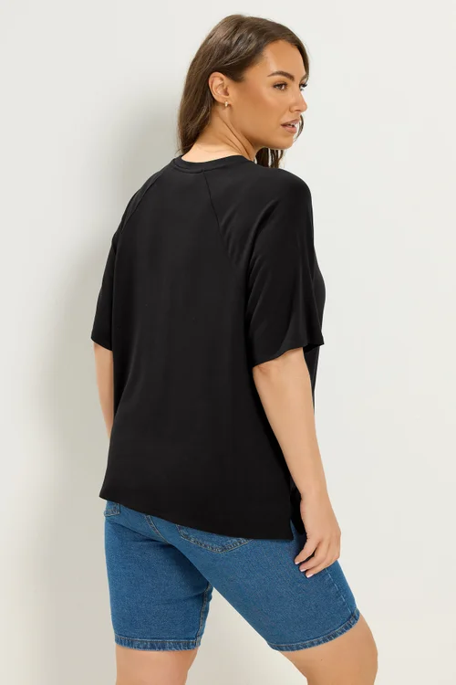 Yours Curve Black Soft Touch Raglan T-Shirt - 30-32 Image 3