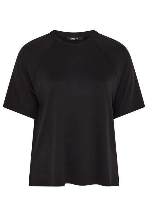Yours Curve Black Soft Touch Raglan T-Shirt - 30-32 Image 5