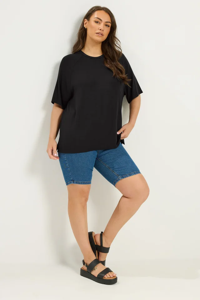 Yours Curve Black Soft Touch Raglan T-Shirt