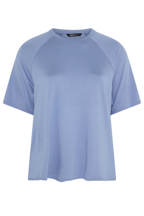 Yours Curve Blue Soft Touch Raglan T-Shirt - 20 Image 5