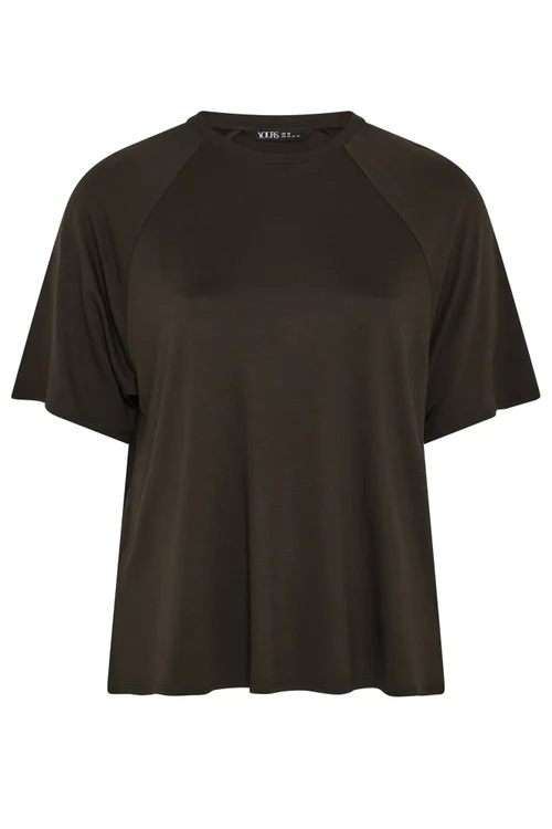 Yours Curve Brown Soft Touch Raglan T-Shirt - 16 Image 5