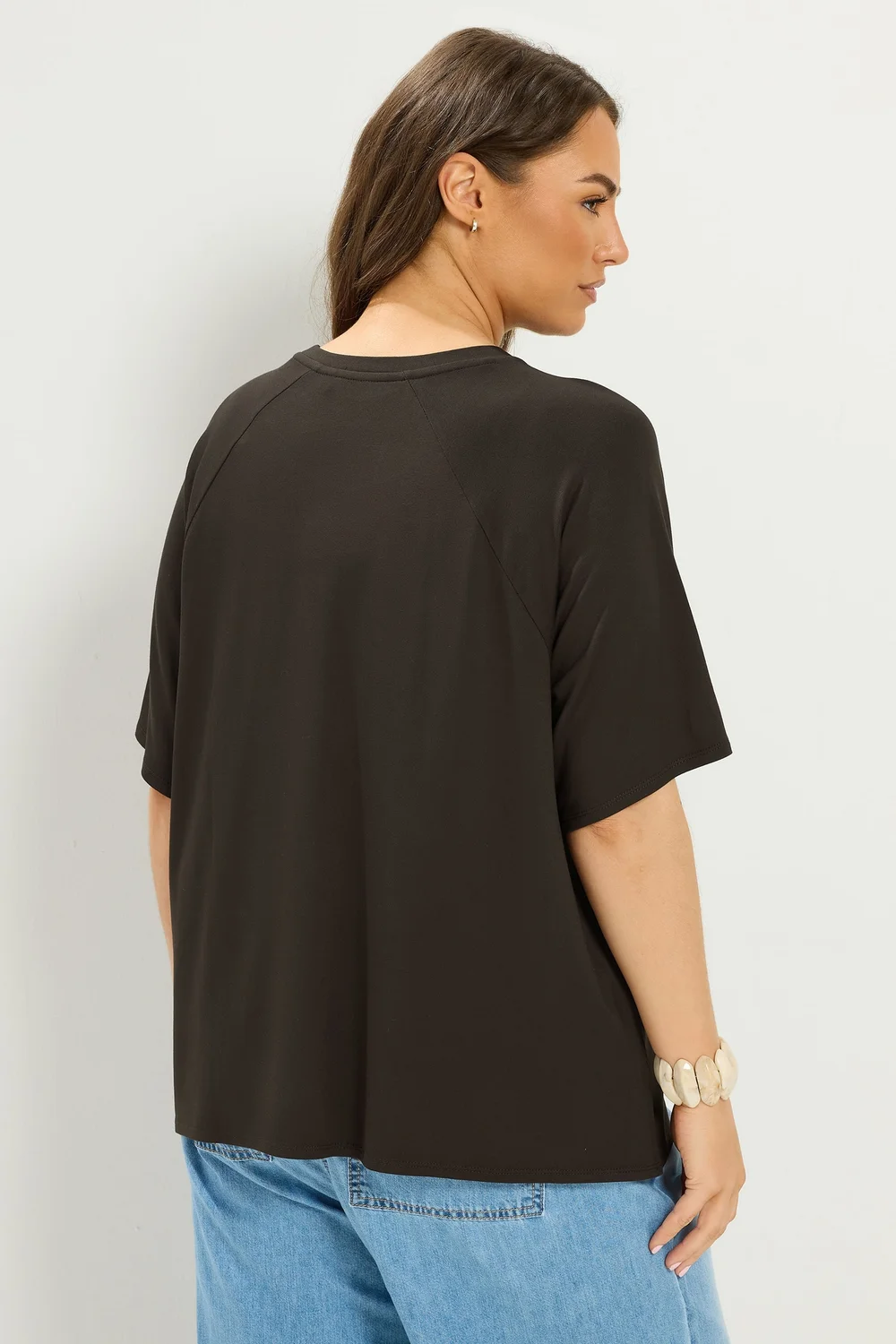 Yours Curve Brown Soft Touch Raglan T-Shirt - 16 Image 3