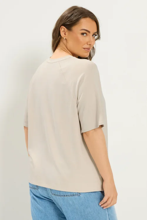 Yours Curve Natural Brown Soft Touch Raglan T-Shirt - 12 Image 3