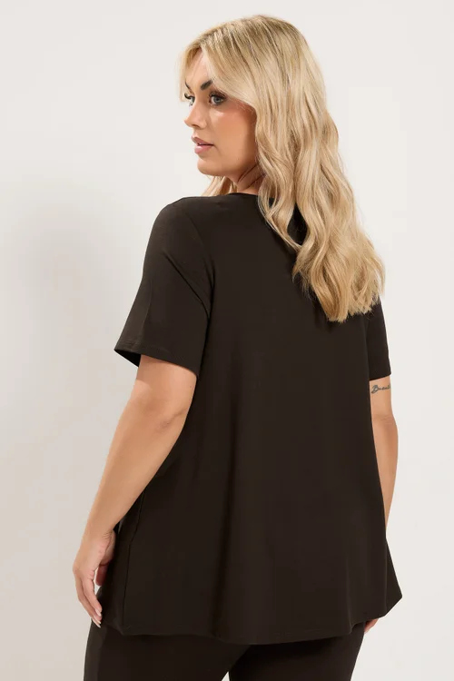 Yours Curve Chocolate Brown Button Front Top - 30-32 Image 4