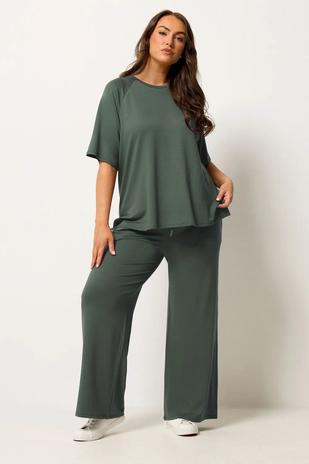 Yours Curve Sage Green Soft Touch T-Shirt - 20 Image 2