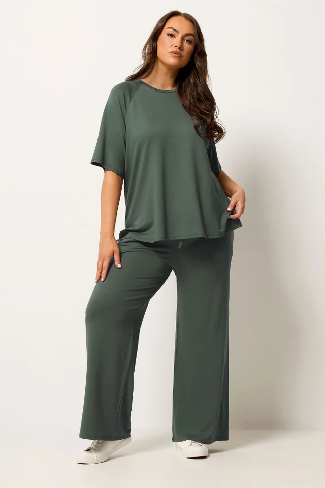 Yours Curve Sage Green Soft Touch T-Shirt