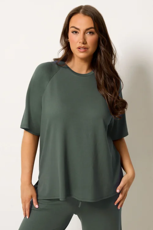 Yours Curve Sage Green Soft Touch T-Shirt - 20 Image 1