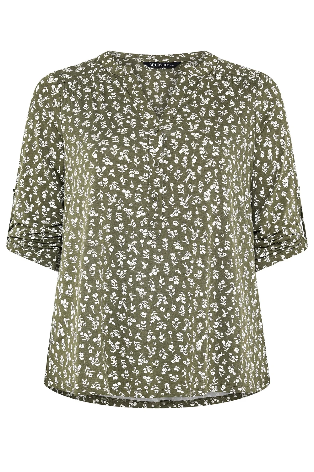 Yours Curve Khaki Green Ditsy Floral Top - 20 Image 5