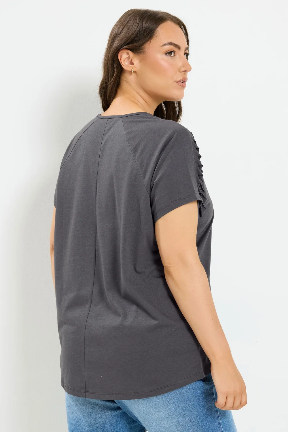 Yours Curve Grey Skull Print Laser Cut T-Shirt - 14 Image 3