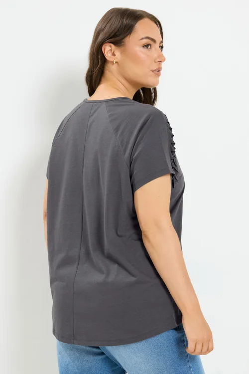 Yours Curve Grey Skull Print Laser Cut T-Shirt - 14 Image 3