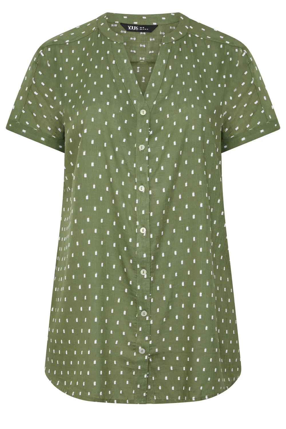 Yours Curve Green Notch Neck Dobby Blouse - 20 Image 5