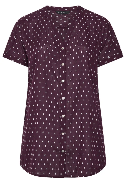 Yours Curve Purple Notch Neck Dobby Blouse - 16 Image 5