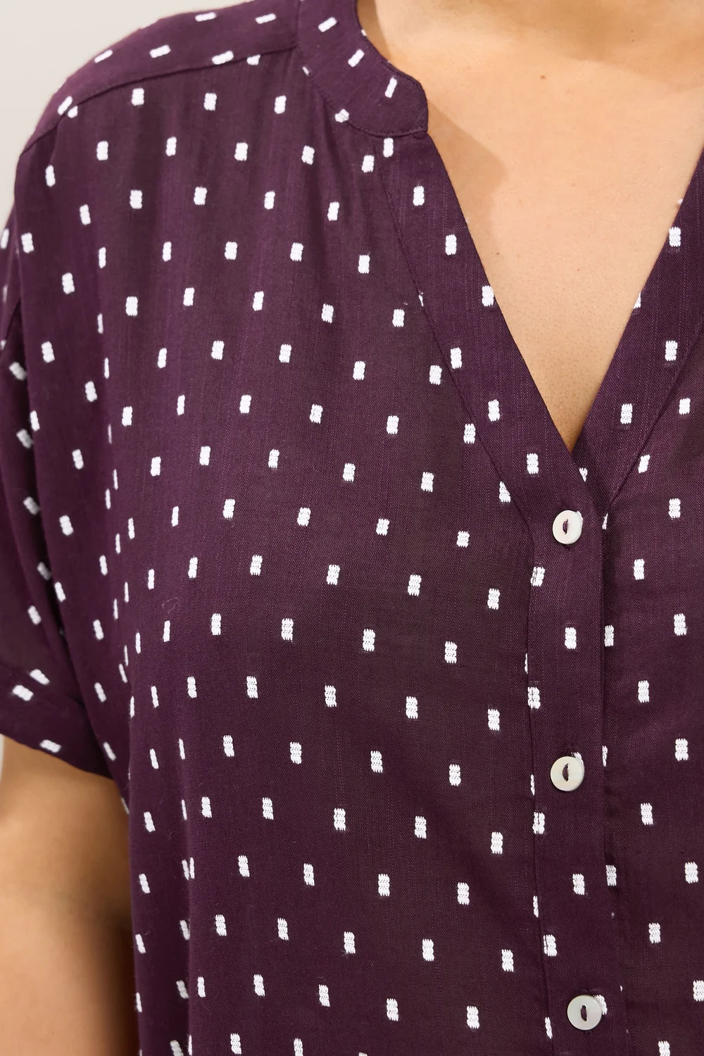 Yours Curve Purple Notch Neck Dobby Blouse - 16 Image 4