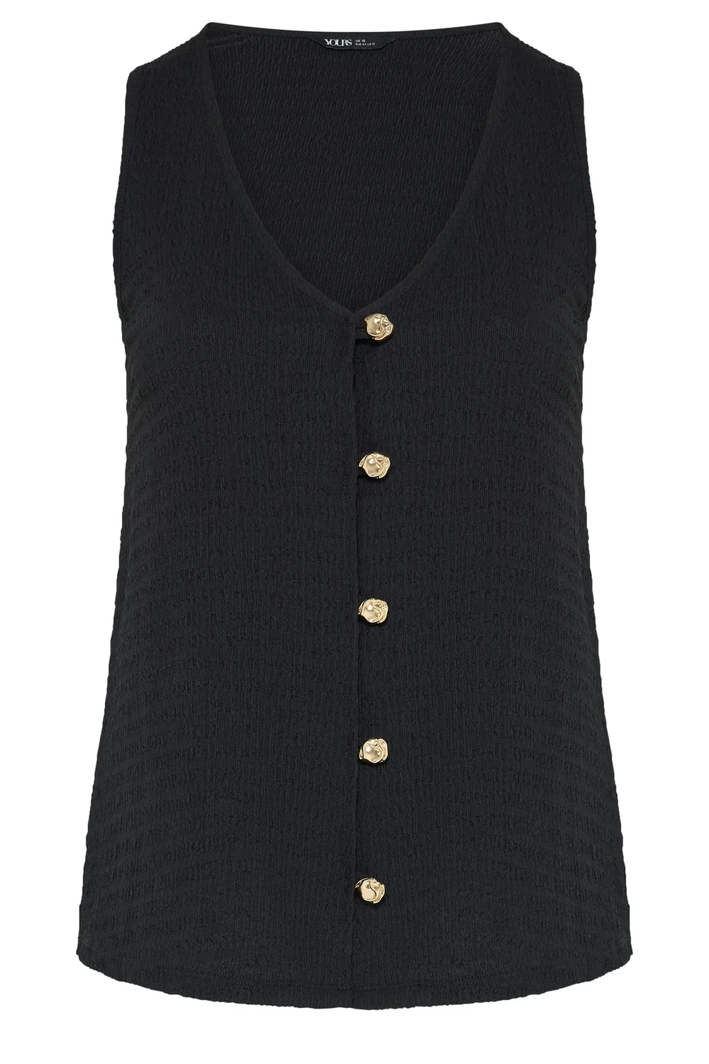Yours Curve Black Textured Button Through Waistcoat - 14 Image 5