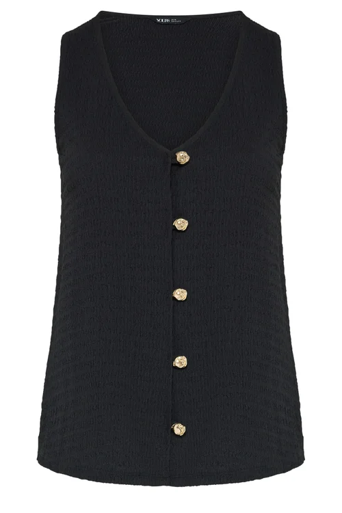 Yours Curve Black Textured Button Through Waistcoat - 14 Image 5