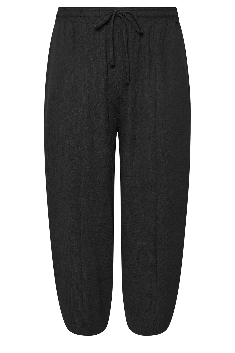 Yours Curve Black Crinkle Barrel Trousers - 22-24 Image 5