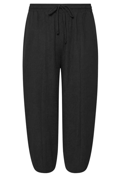 Yours Curve Black Crinkle Barrel Trousers - 22-24 Image 5