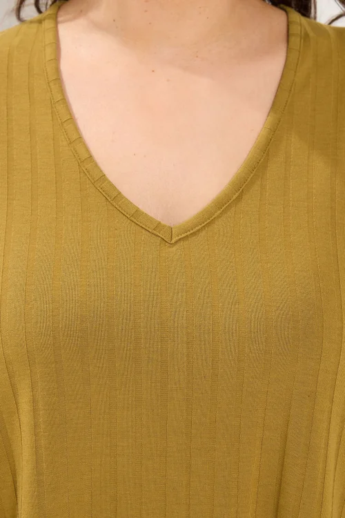Yours Curve Yellow Ribbed Long Sleeve Top - 16 Image 4