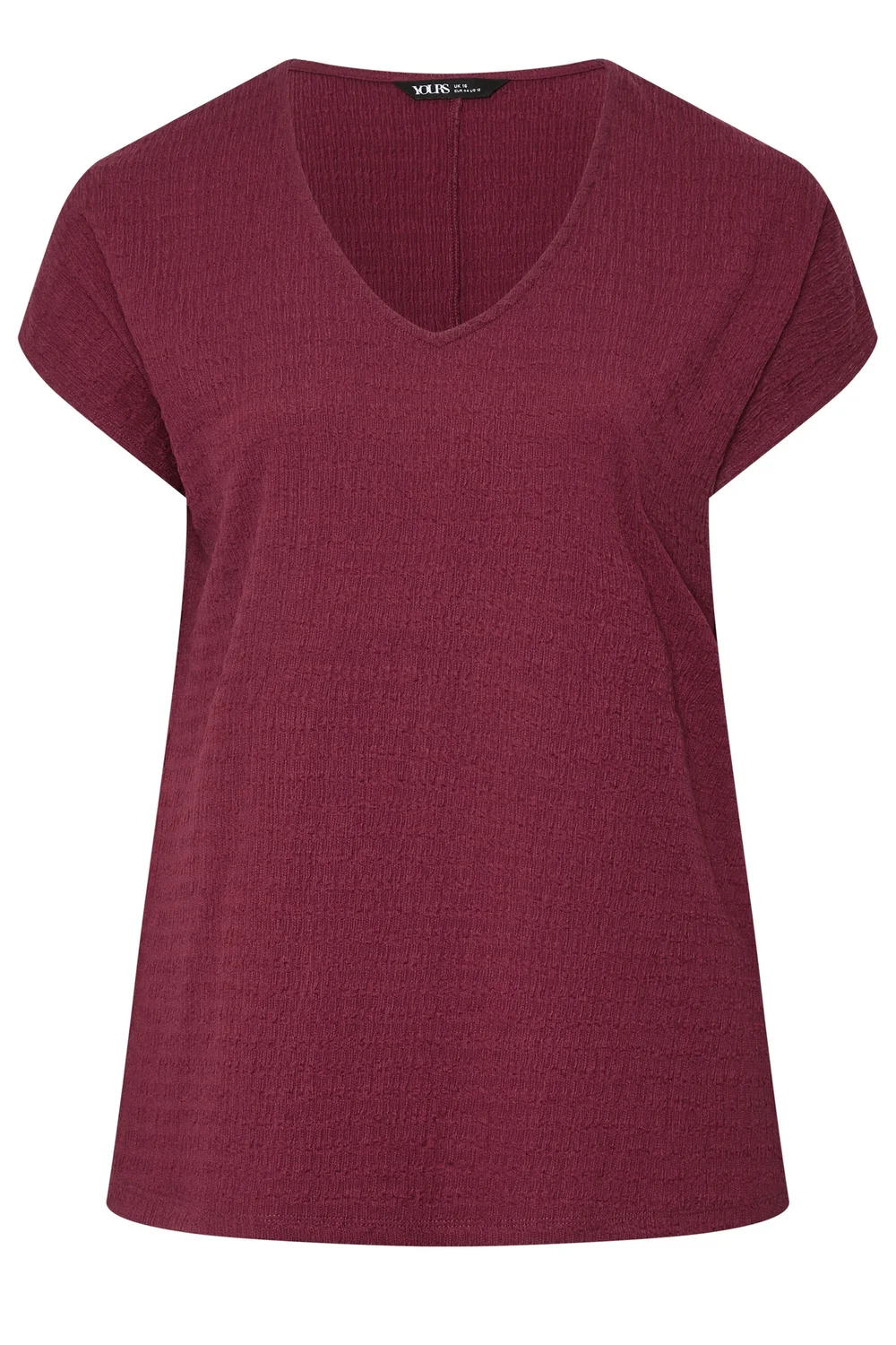 Yours Curve Red V-Neckline Texture T-Shirt - 16 Image 5