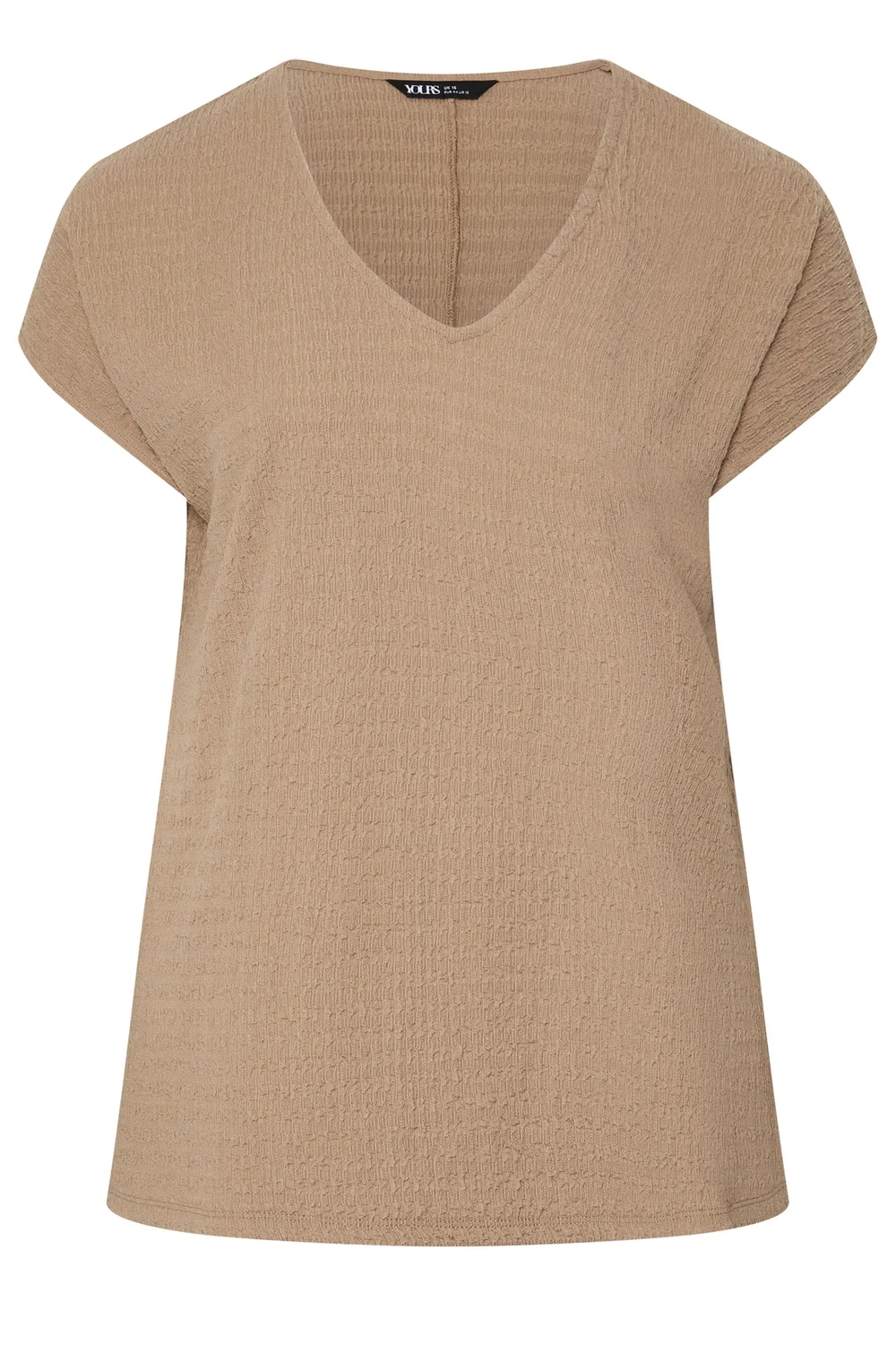 Yours Curve Natural Beige Textured T-Shirt - 18 Image 5