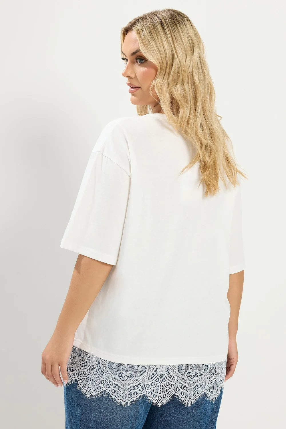 Yours Curve Ivory White Lace T-Shirt - 26-28 Image 4