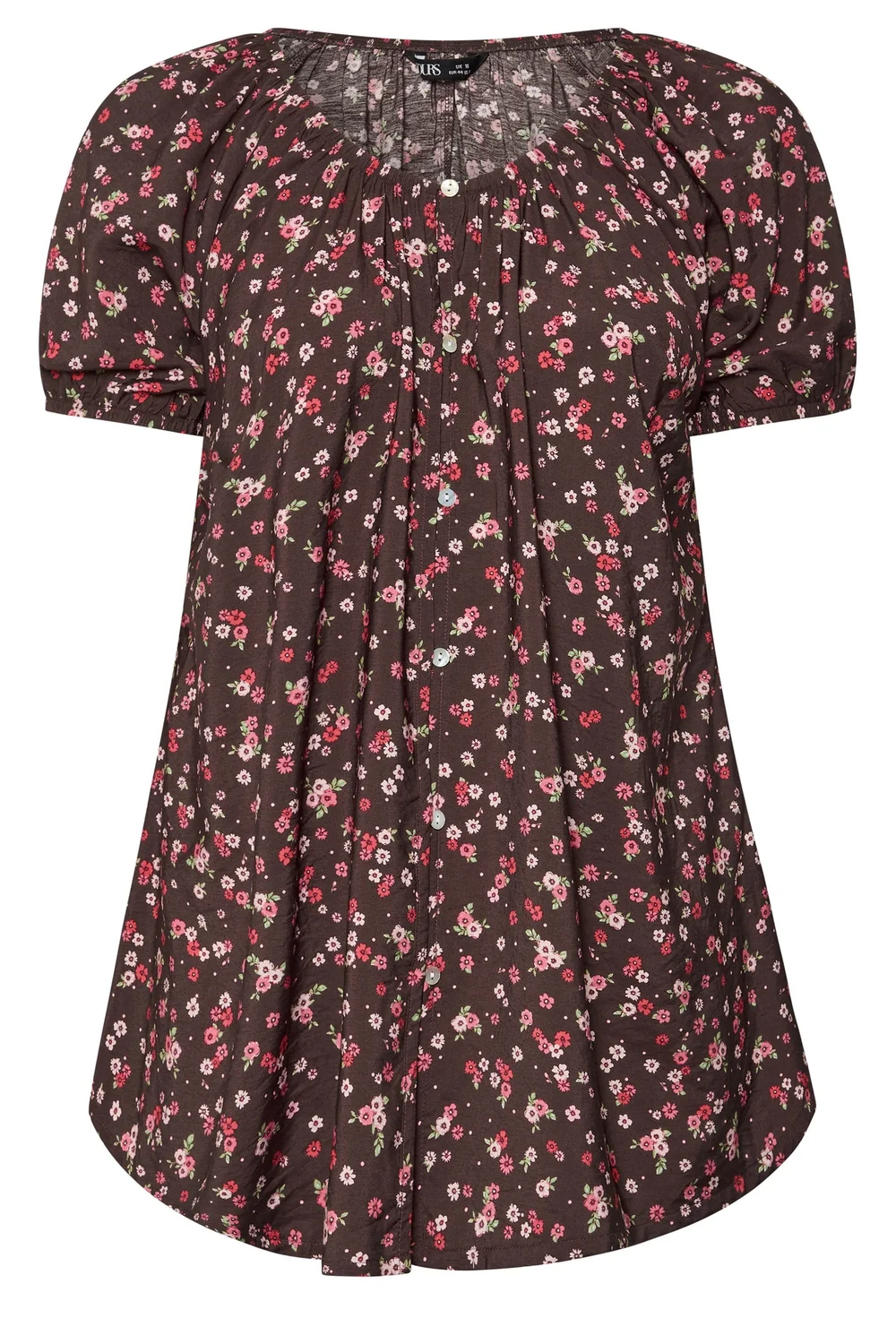 Yours Curve Chocolate Brown Floral Blouse - 18 Image 5