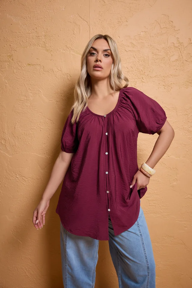 Yours Curve Burgundy Red Blouse