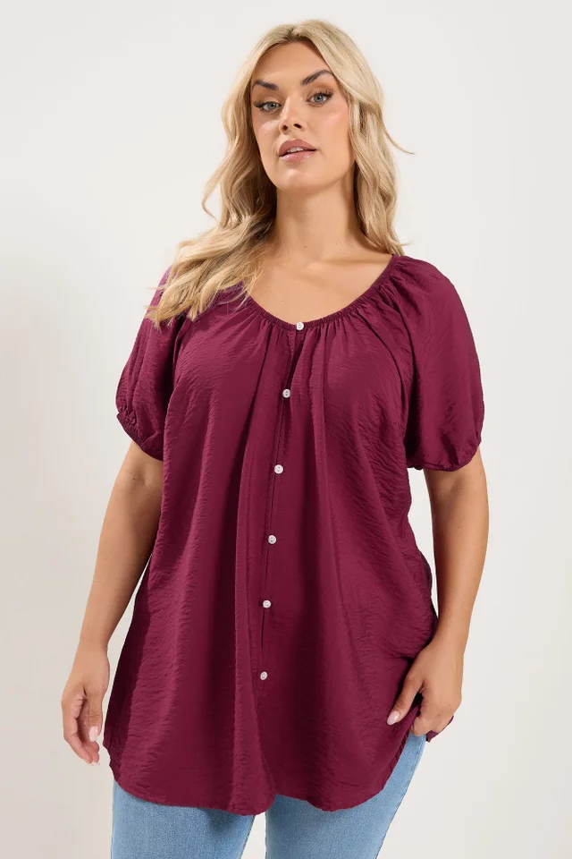 Yours Curve Burgundy Red Blouse