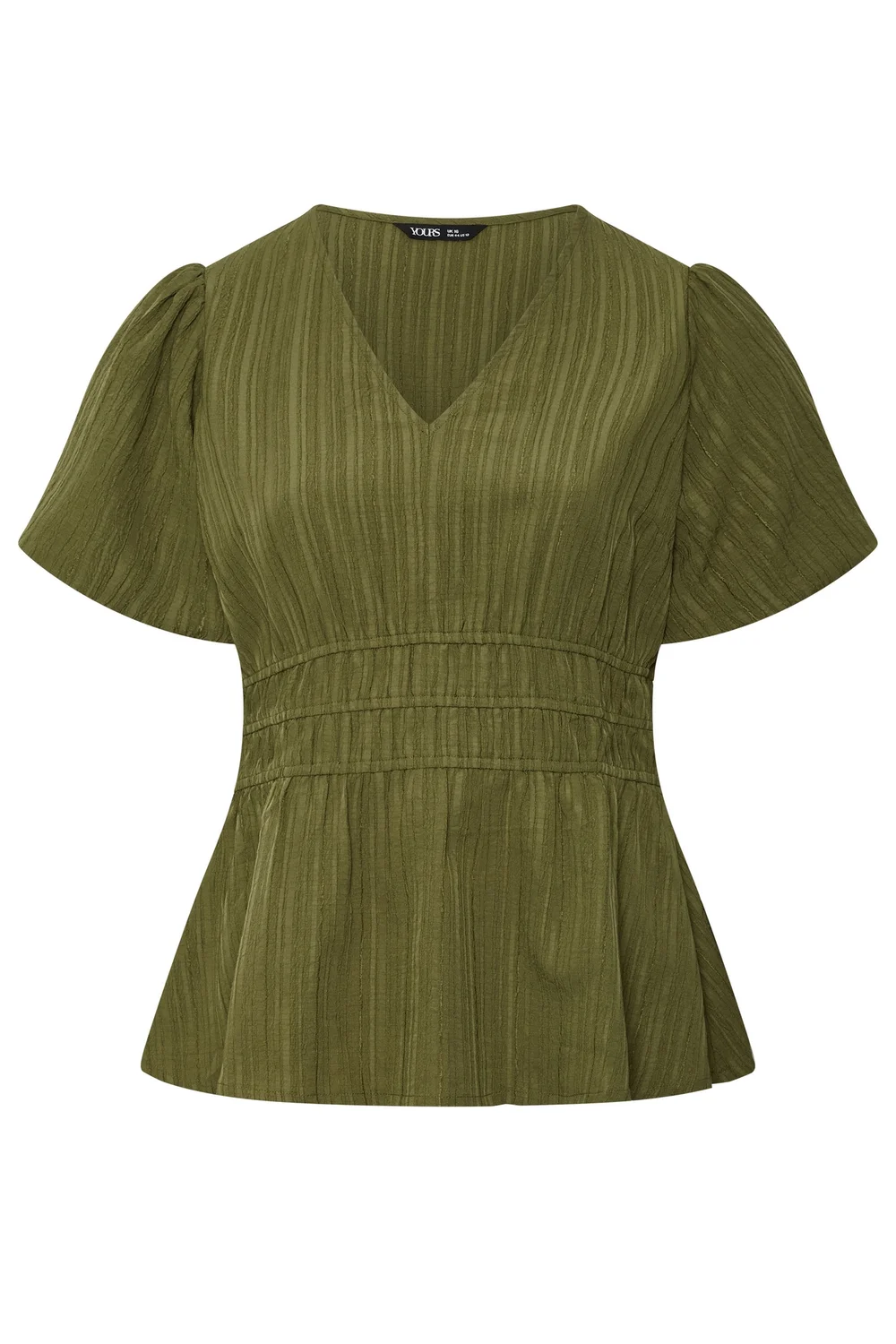 Yours Curve Khaki Green Puff Sleeve Blouse - 14 Image 5