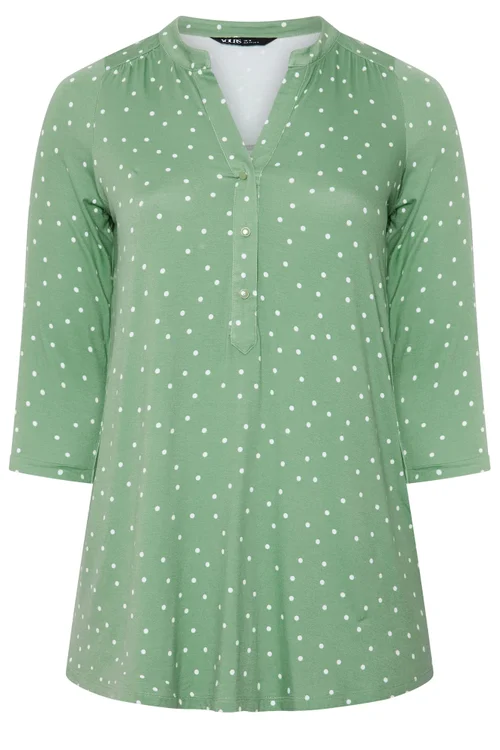 Yours Curve Green Polka Dot Shirt - 16 Image 5