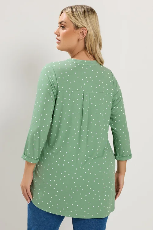 Yours Curve Green Polka Dot Shirt - 16 Image 3
