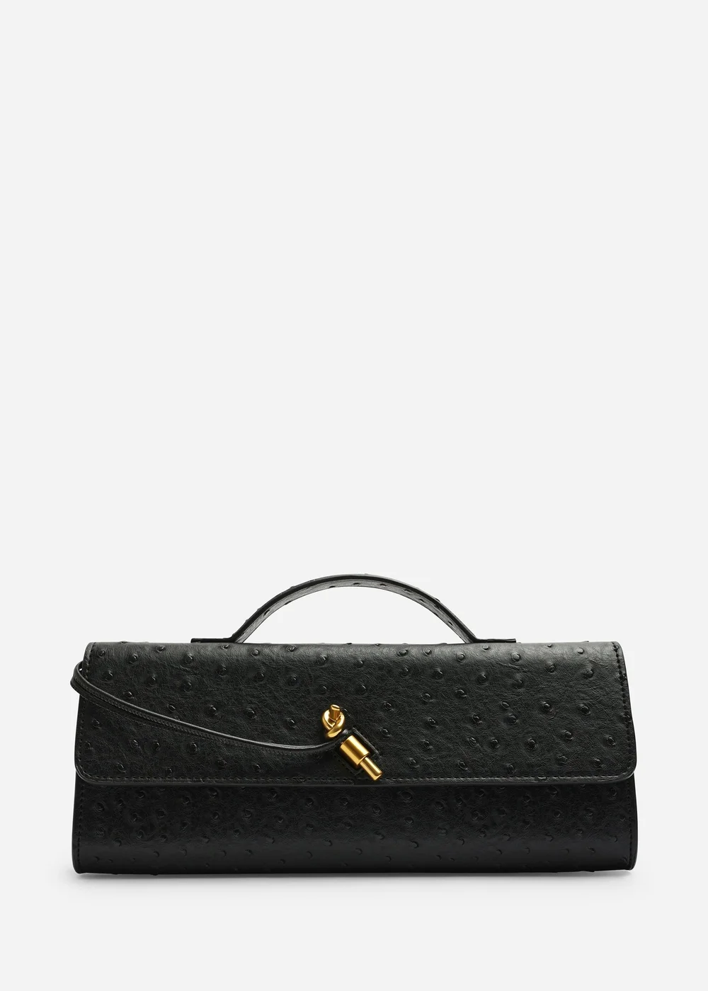 Where's That From Petal Black Envelope Style Ostritch Clutch Bag - One Size Image 2