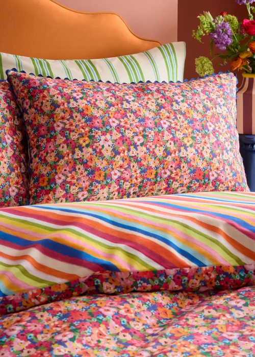 Sophie Robinson Darling Ditsy 100% Cotton Reversible Standard Pillow Case Bright - One Size Image 1