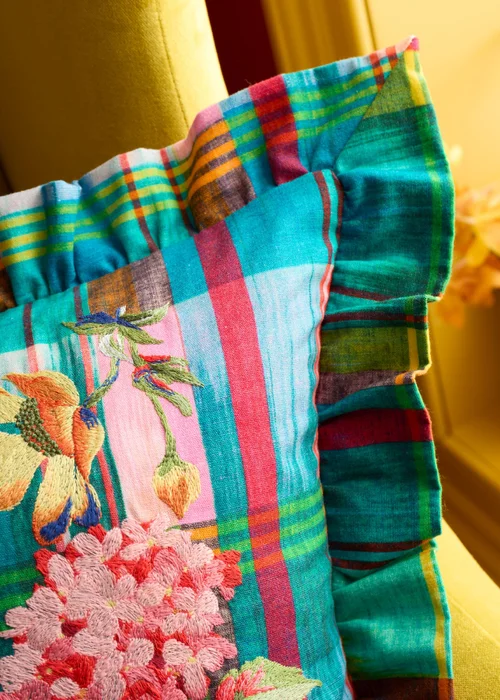 Sophie Robinson Wanderweave Ikat Check 43x43cm Filled Cushion Bright - One Size Image 3