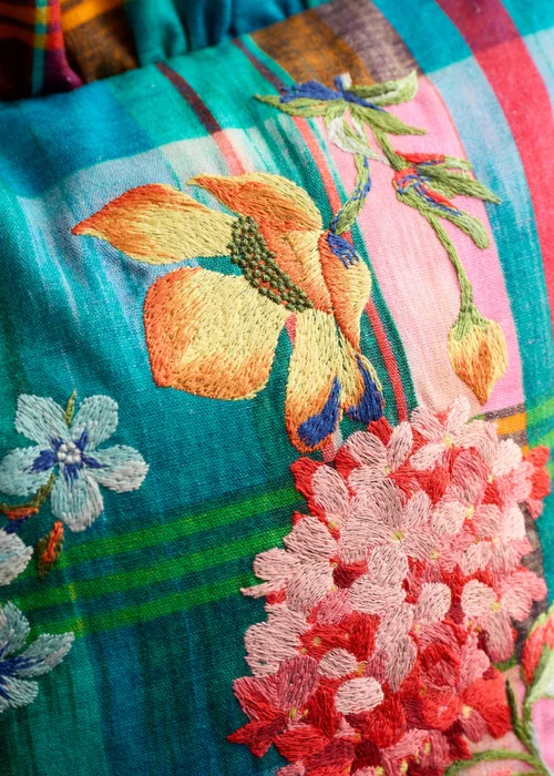 Sophie Robinson Wanderweave Ikat Check 43x43cm Filled Cushion Bright - One Size Image 2
