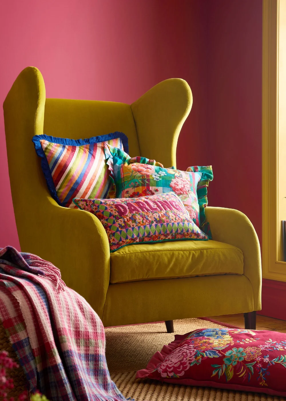 Sophie Robinson Darling Diagonal Stripe Reversible 50x50cm Filled Cushion Bright - 50cm x 50cm Image 6
